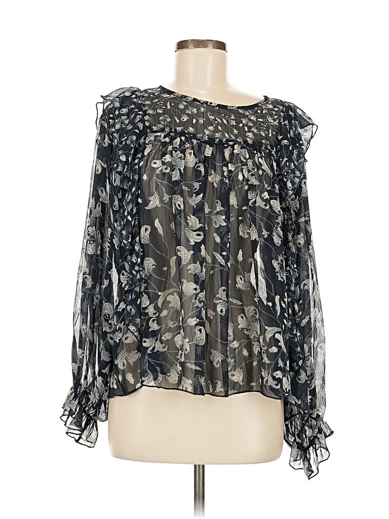 Pre-owned Lucky Brand Long Sleeve Blouse In Black