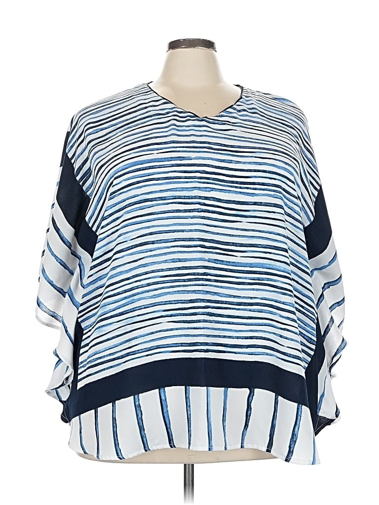 Pre-owned Susan Graver 3/4 Sleeve Blouse In Blue