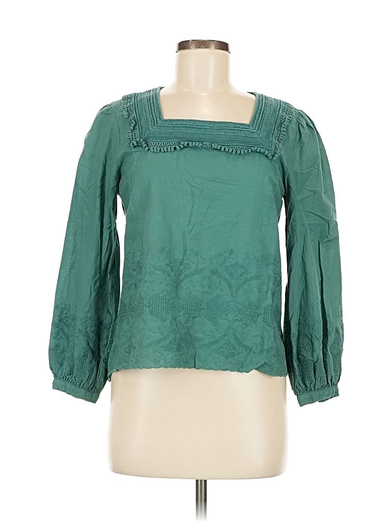 Pre-owned Zara Basic 3/4 Sleeve T-shirt In Green