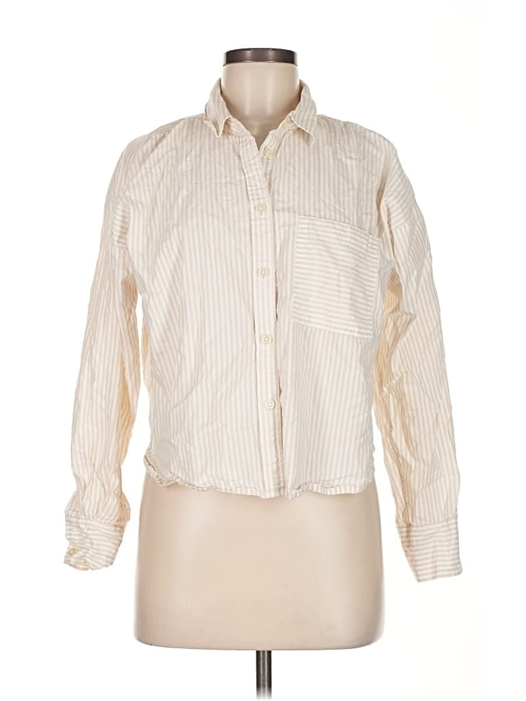 Pre-owned Ann Taylor Loft Long Sleeve Button Down Shirt In White