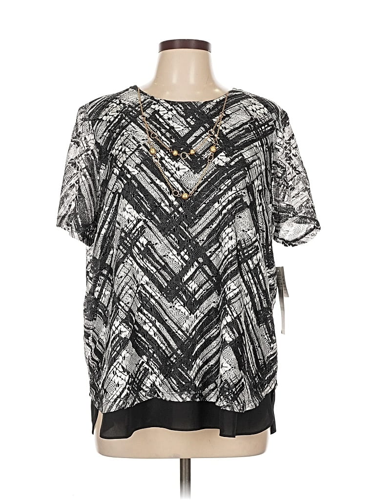 Alfred Dunner Short Sleeve Blouse In Black