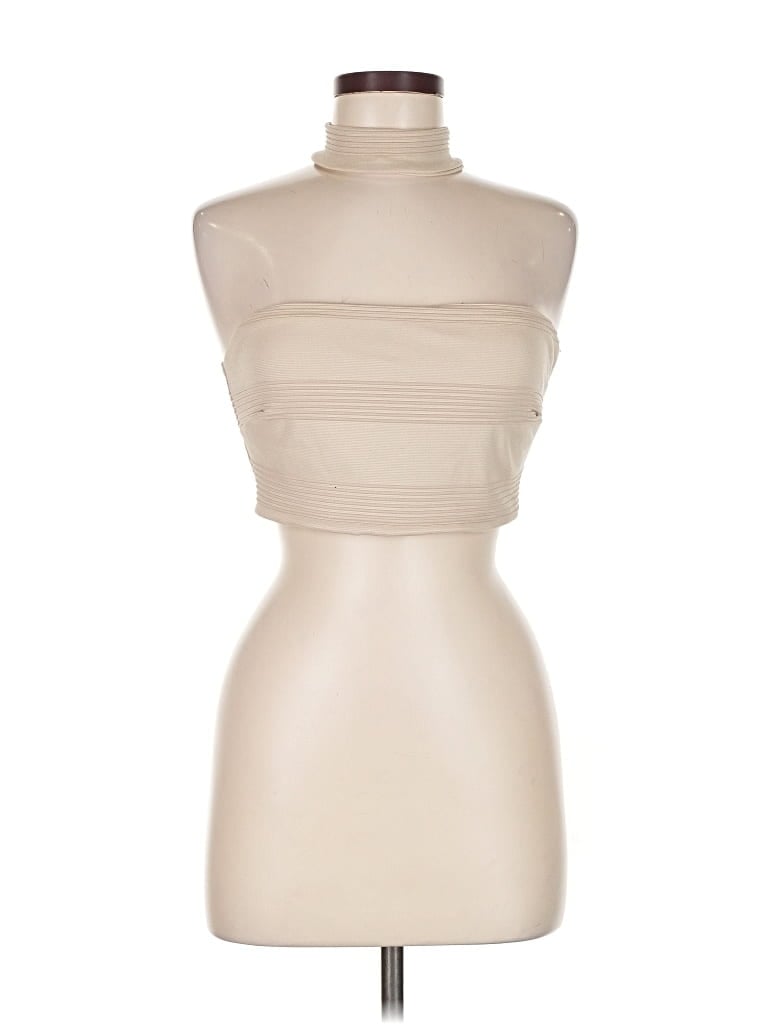 Pre-owned Akira Chicago Red Label Sleeveless Top Ivory Strapless Neckline Tops In White