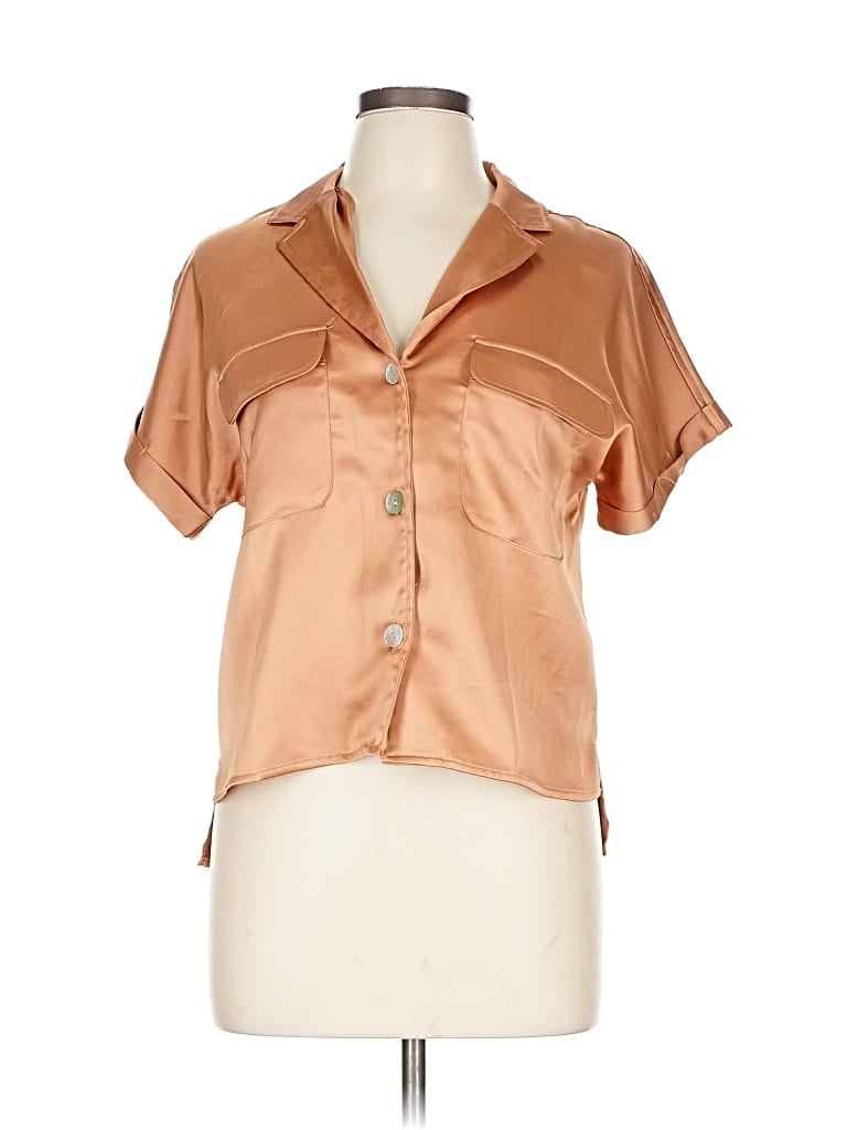 Pre-owned Rachel Zoe Tjx Short Sleeve Blouse In Brown