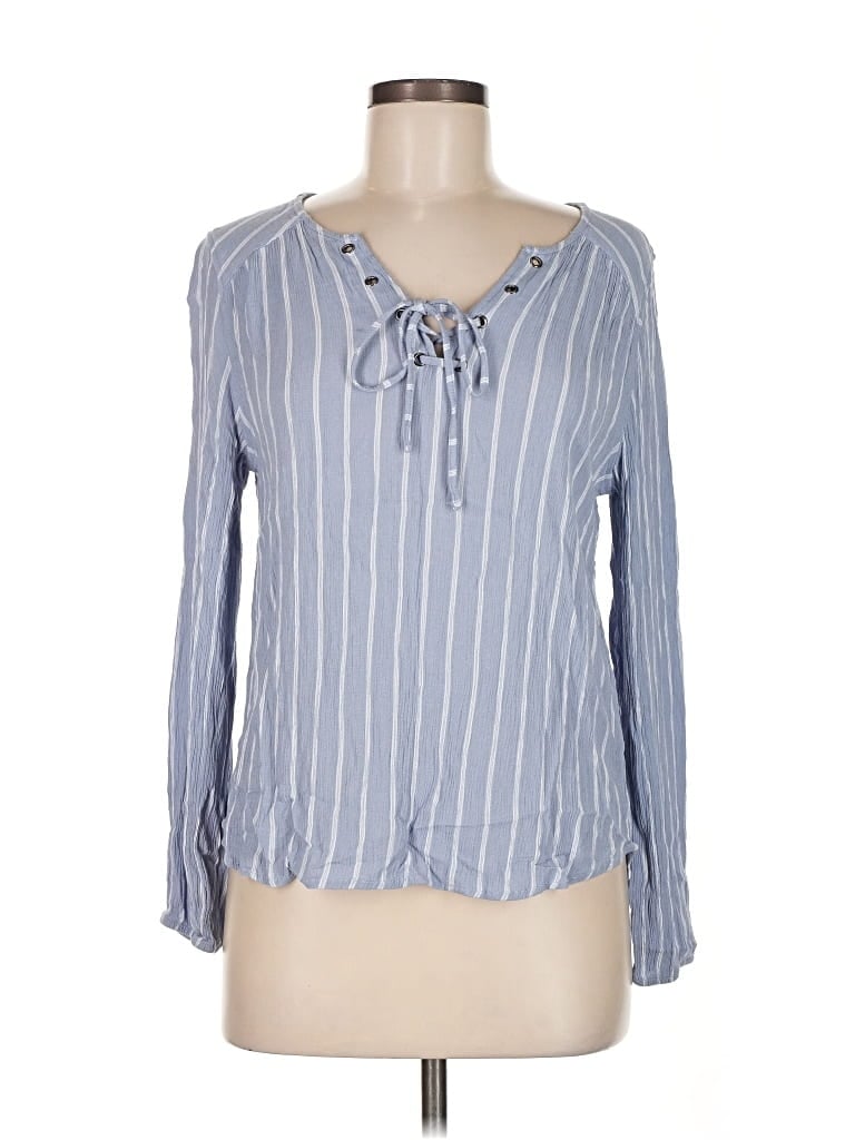 Pre-owned Pink Republic Long Sleeve Blouse In Blue