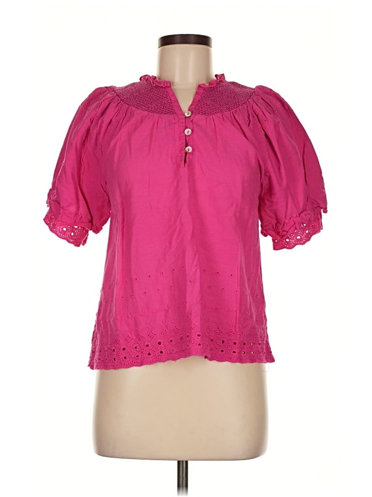 Pre-owned House Of Harlow 1960 Short Sleeve Blouse In Pink
