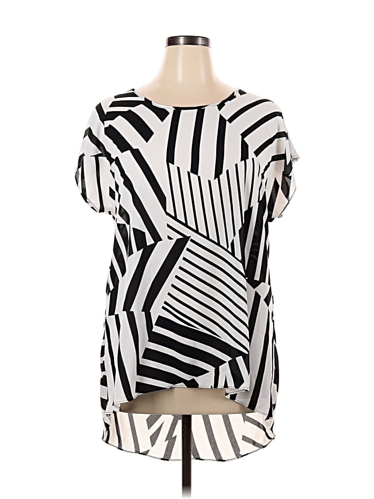 Pre-owned Cato Short Sleeve Blouse In Silver