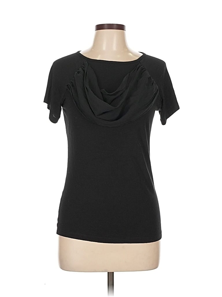 Pre-owned Christian Siriano Short Sleeve Top Black Cowl Neck Tops