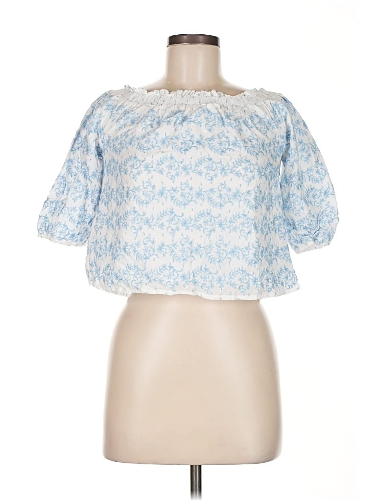 Pre-owned Mi Ami 3/4 Sleeve Blouse In Blue