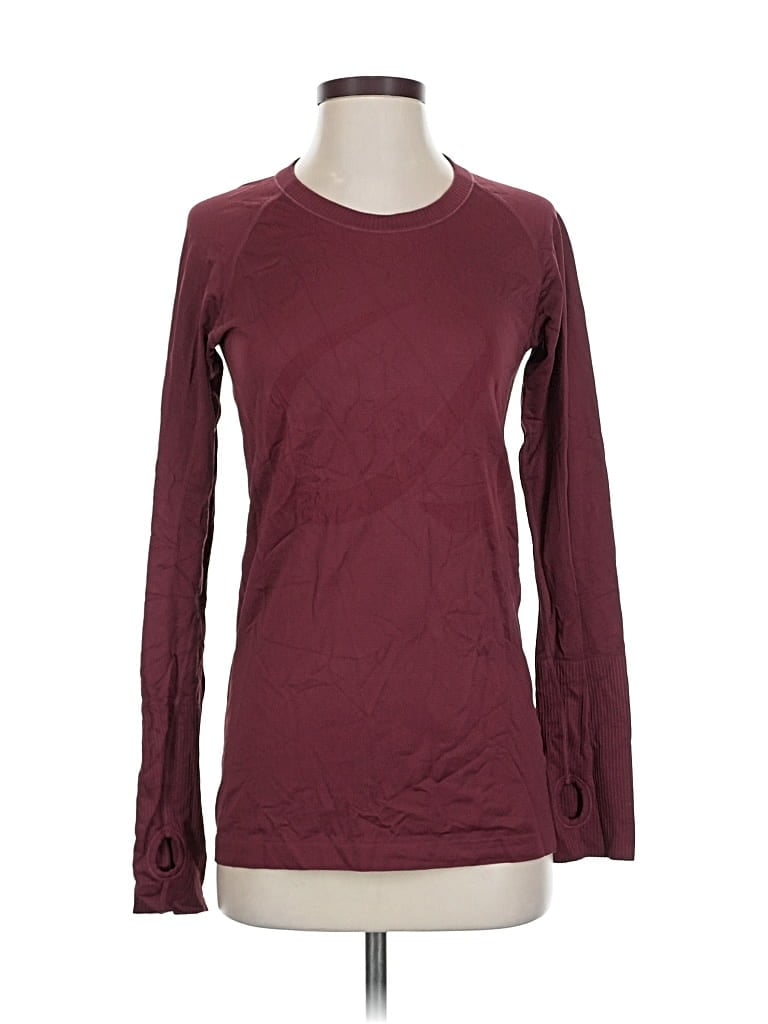 Pre-owned Crz Yoga Long Sleeve T-shirt In Burgundy
