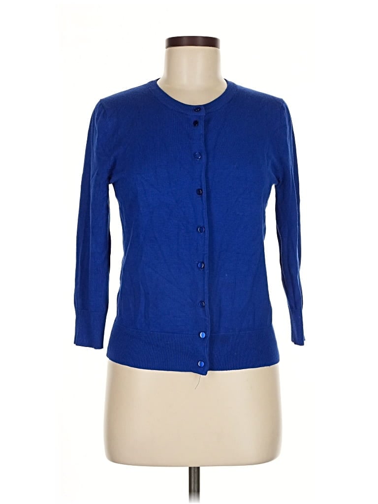 Pre-owned Cable & Gauge Cardigan Sweater In Blue