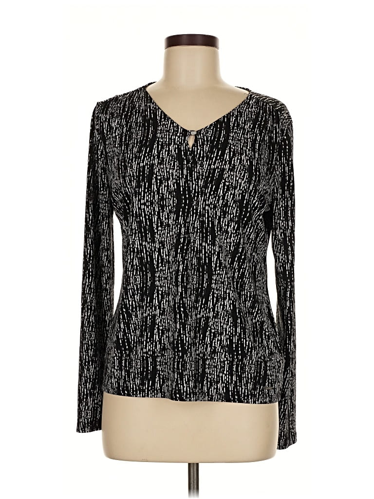 Pre-owned Tahari Long Sleeve Blouse In Black