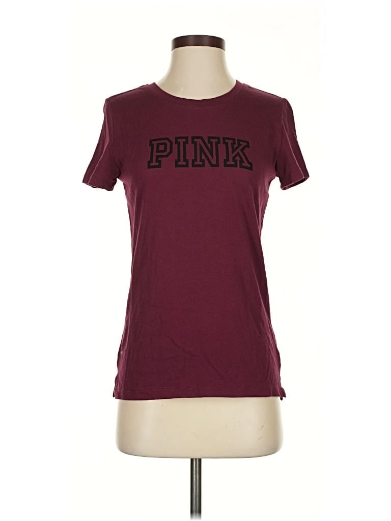 Pre-owned Victoria's Secret Pink Short Sleeve T-shirt In Burgundy