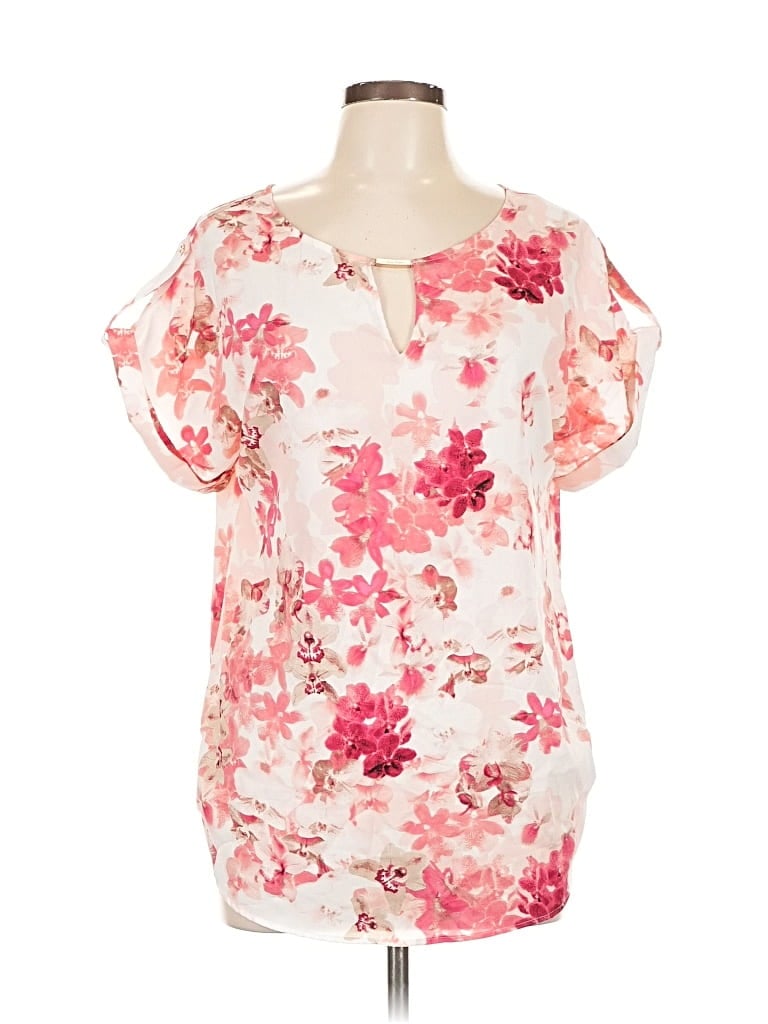 Pre-owned Calvin Klein Short Sleeve Blouse In Pink