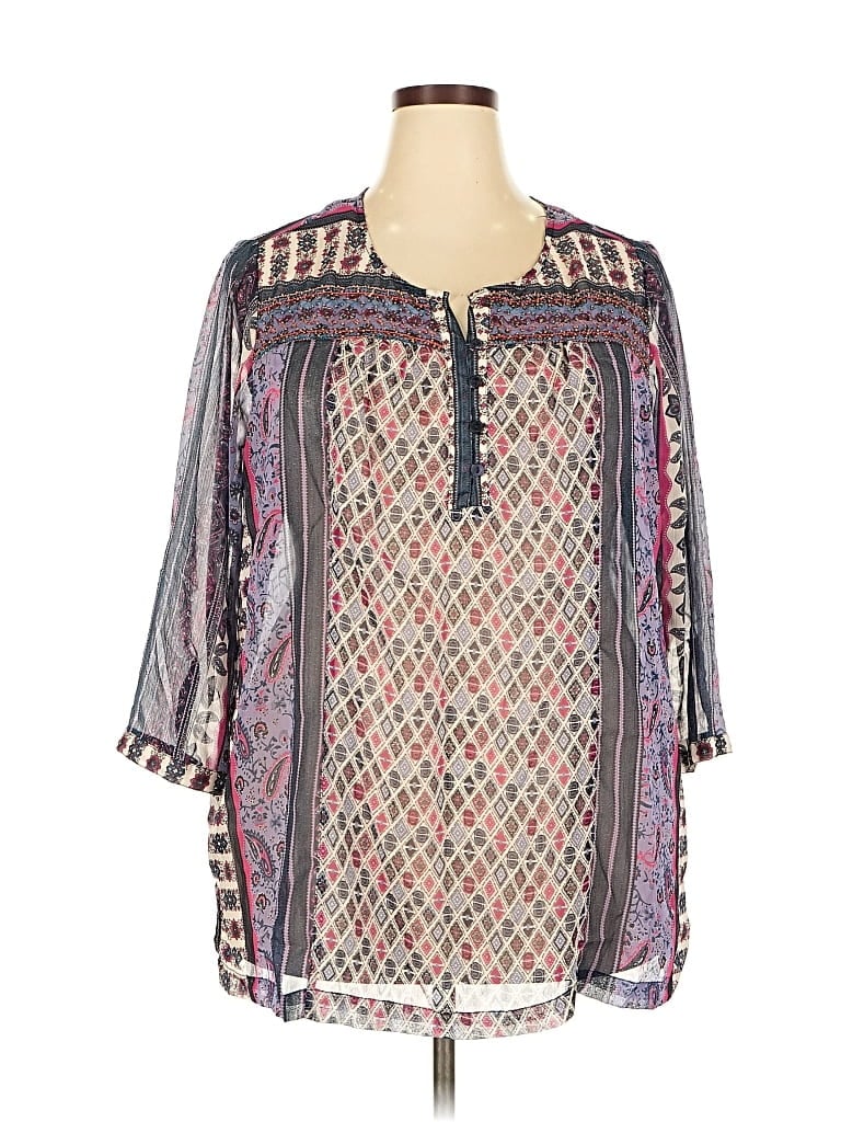 Pre-owned Dressbarn 3/4 Sleeve Blouse In Purple