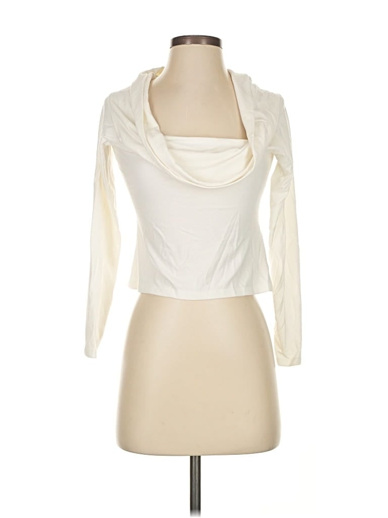 ABERCROMBIE & FITCH Pre-owned Long Sleeve Top Ivory Cowl Neck Tops In White