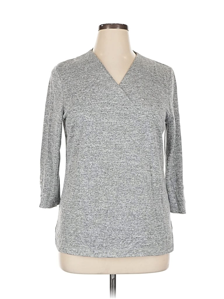 Pre-owned T By Talbots 3/4 Sleeve T-shirt In Gray