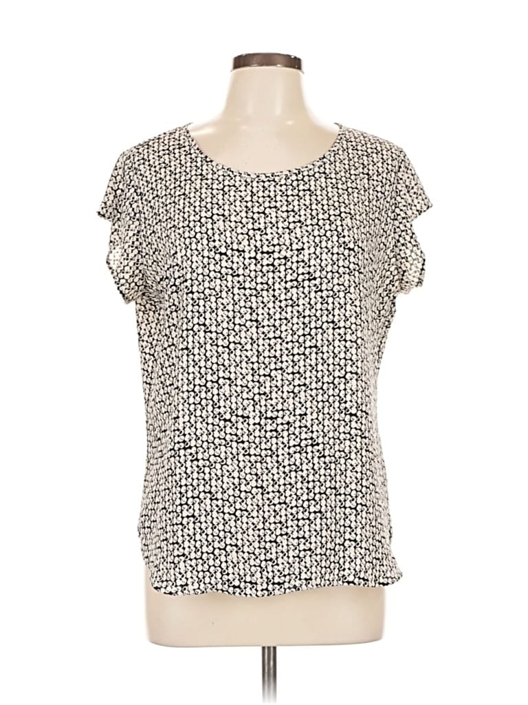 Pre-owned Ann Taylor Factory Short Sleeve Blouse In Black