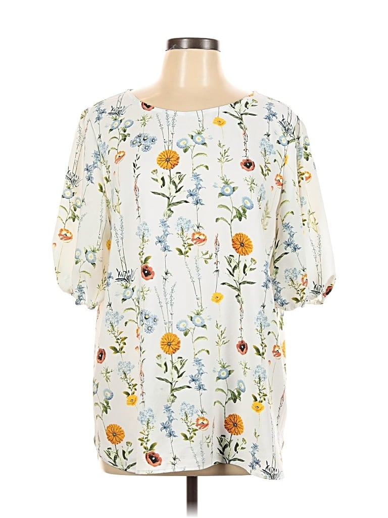 Pre-owned Remade Short Sleeve Blouse In White