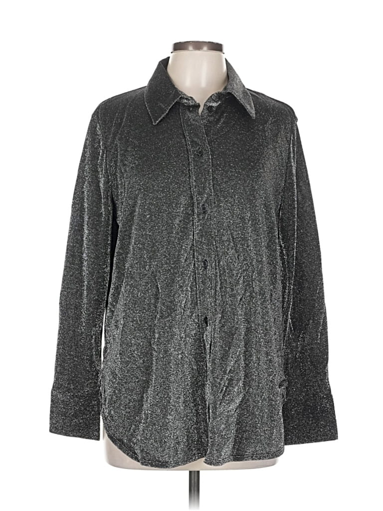 Pre-owned H&m Long Sleeve Button Down Shirt In Gray