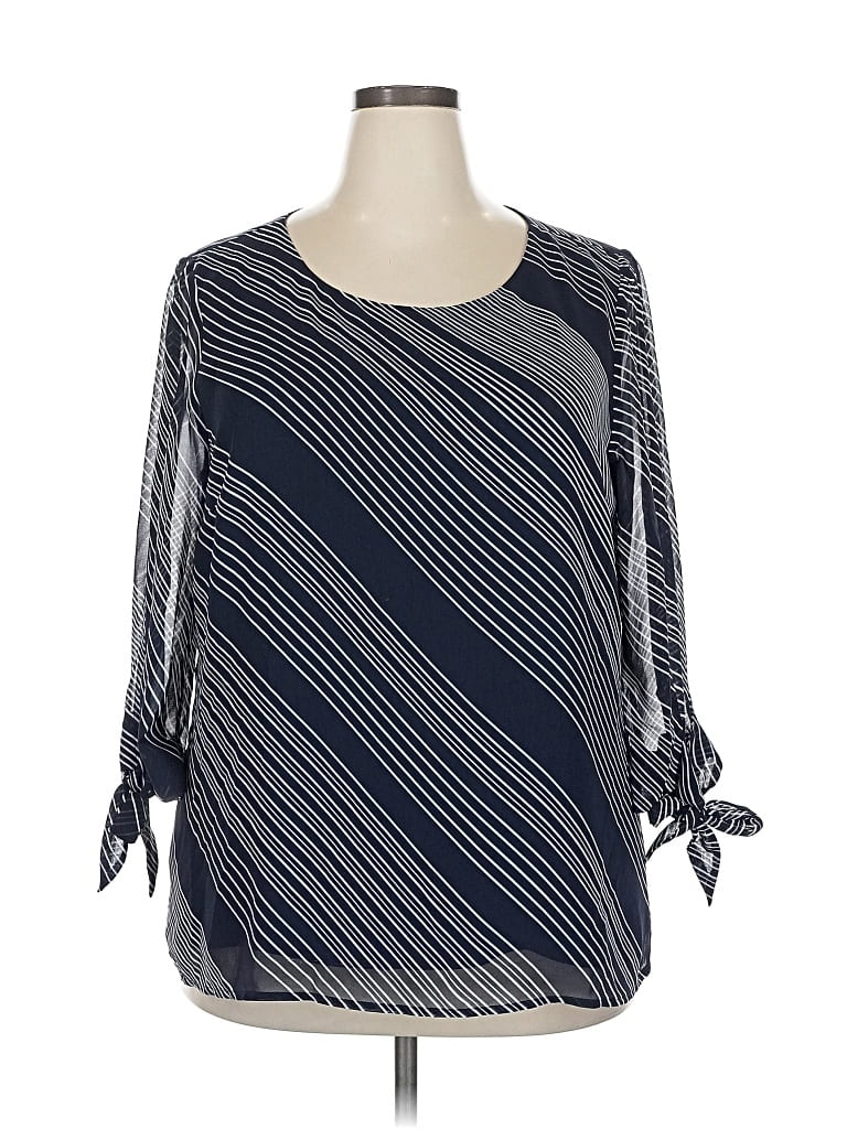 Pre-owned Pale Sky 3/4 Sleeve Blouse In Gray