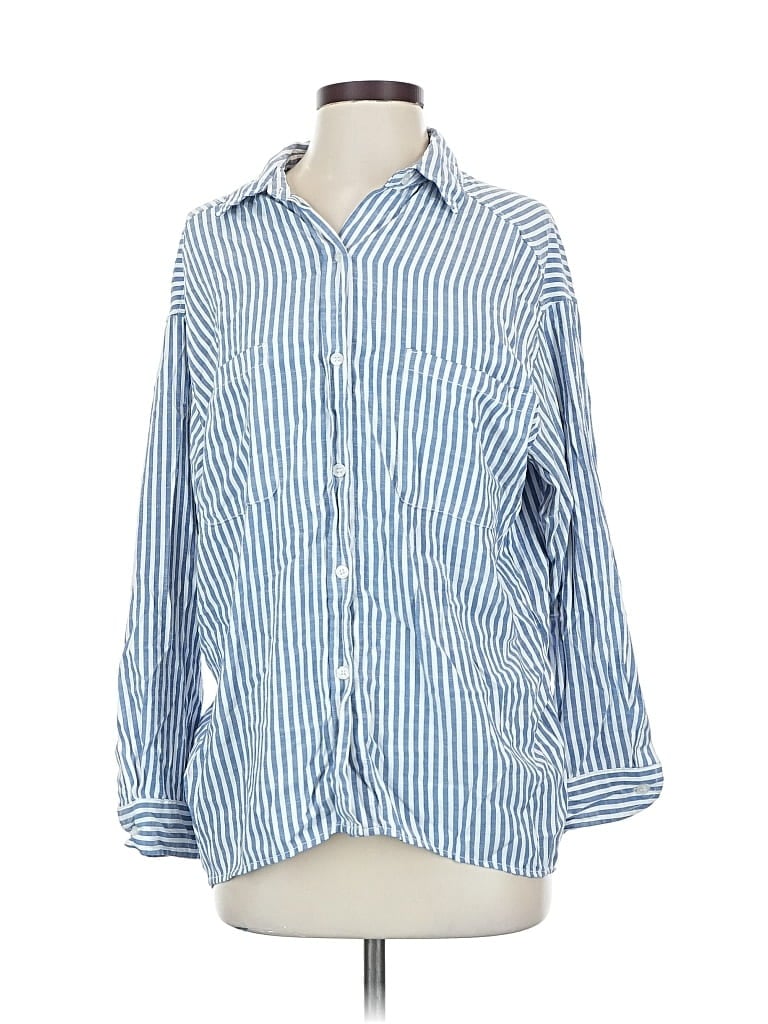 Pre-owned Max Studio Long Sleeve Blouse In Blue