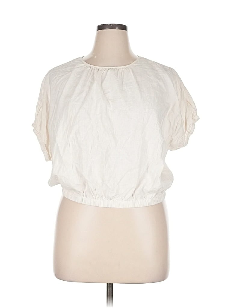 Pre-owned Madewell Short Sleeve Blouse In White