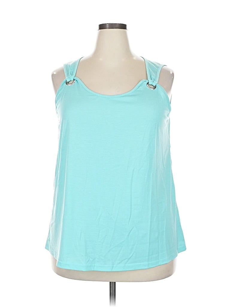 UNBRANDED Pre-owned Tank Top Teal Cold Shoulder Neckline Tops In Blue