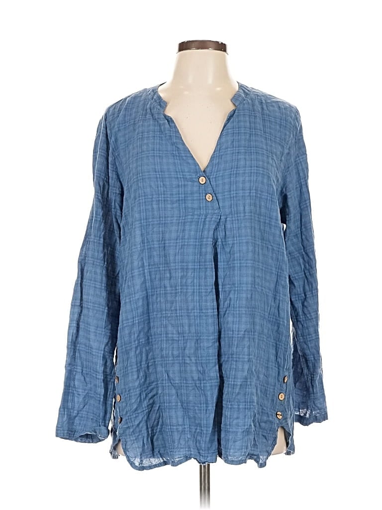 Pre-owned Emery Rose Long Sleeve Blouse In Blue