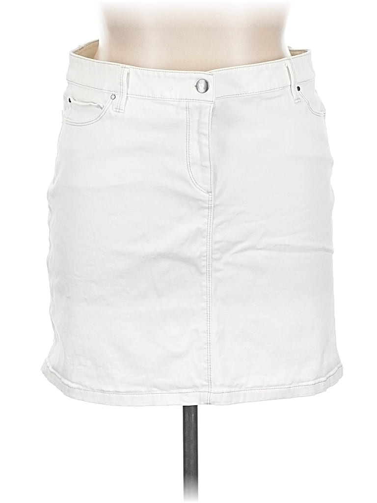 Pre-owned Ann Taylor Factory Denim Skirt In White