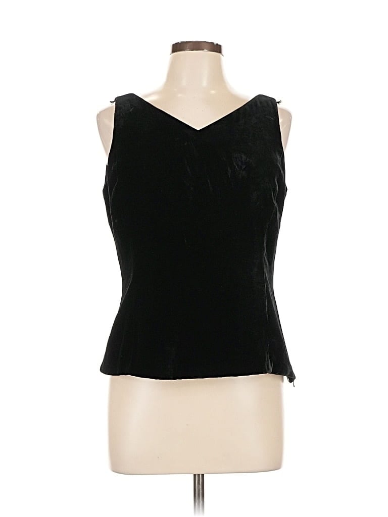 Pre-owned Liz Claiborne Collection Sleeveless Top Black V-neck Tops