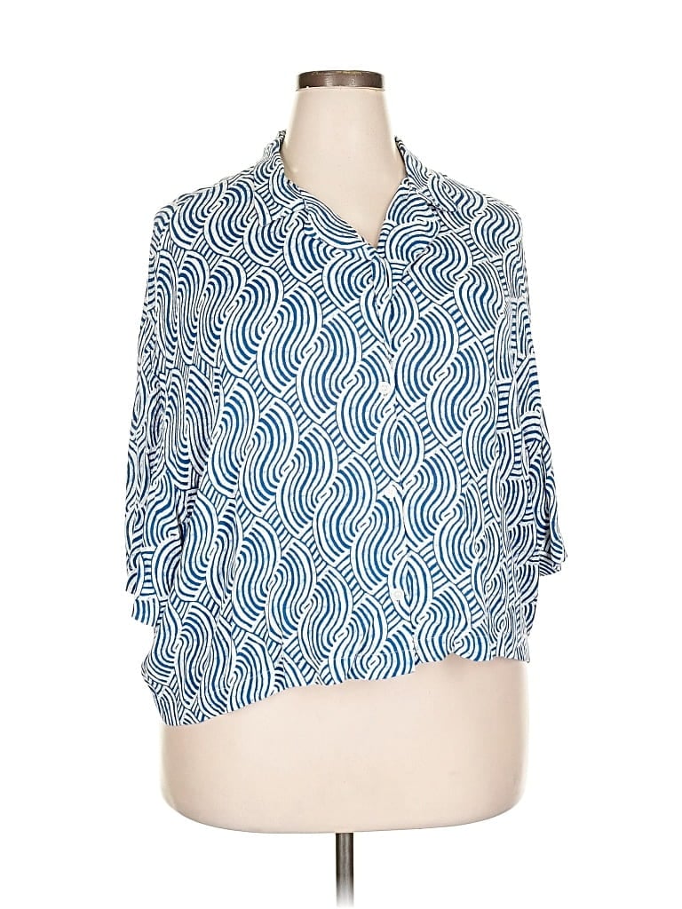 H&M Pre-owned 3/4 Sleeve Blouse In Blue