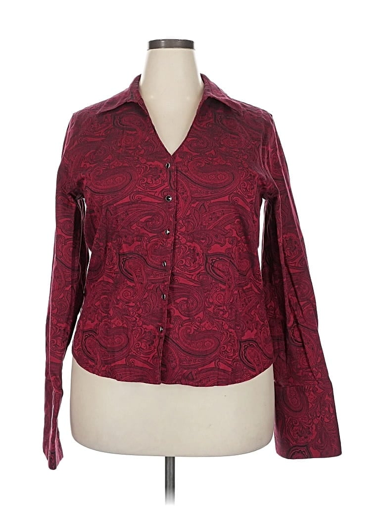 Pre-owned Coldwater Creek Long Sleeve Blouse In Burgundy