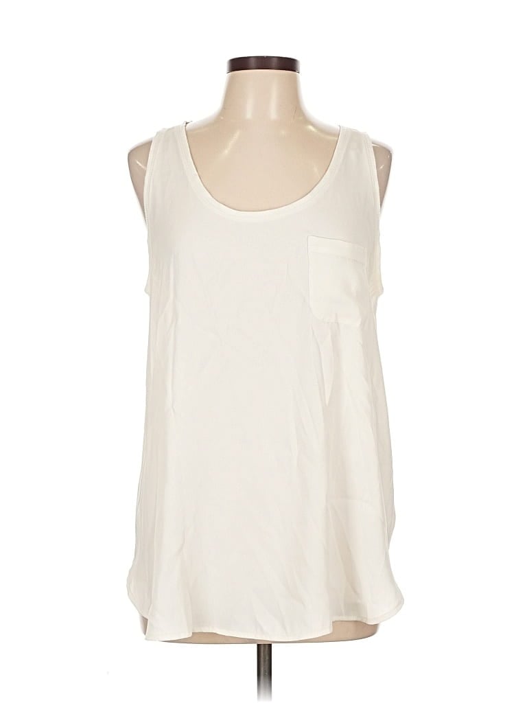 Pre-owned Ann Taylor Loft Sleeveless Top Ivory Scoop Neck Tops In White