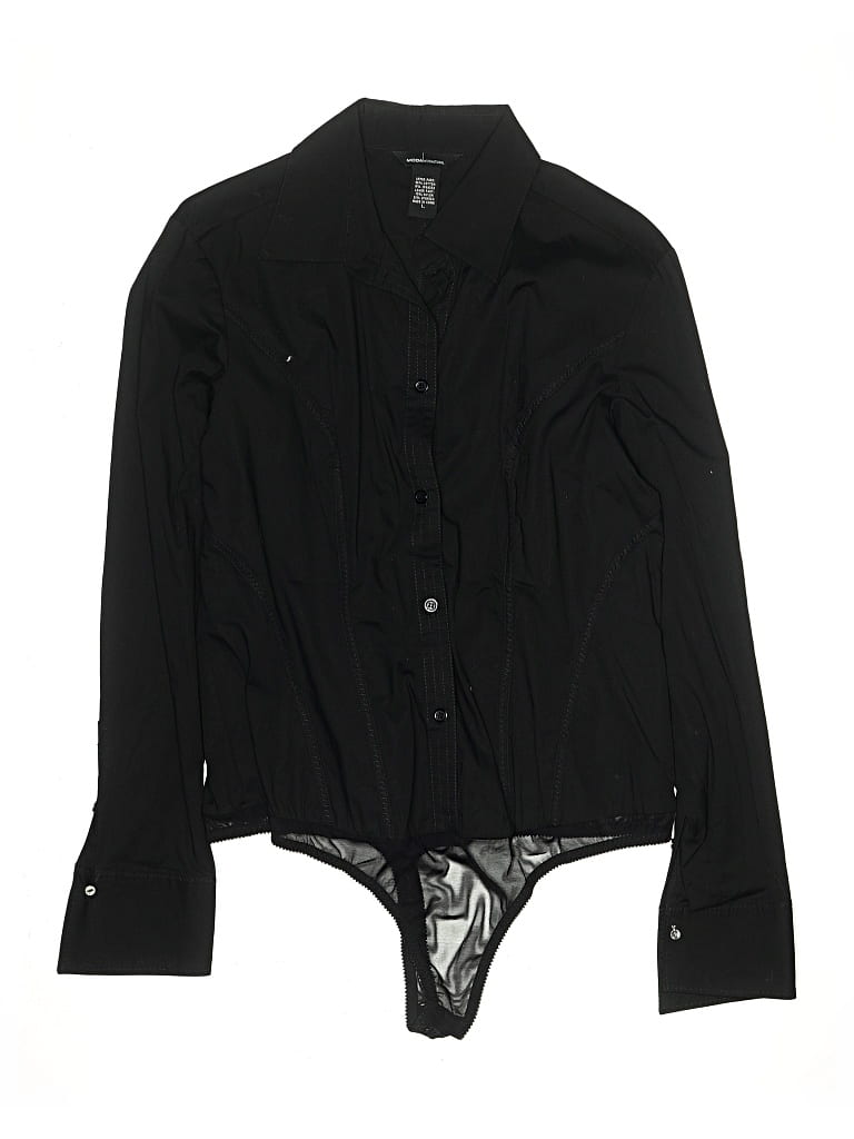 Pre-owned Moda International Long Sleeve Blouse In Black