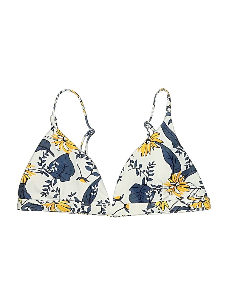 Pre-owned Unbranded Swimsuit Top Yellow Print Pattern Swimwear