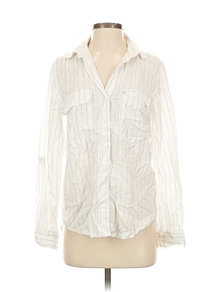 Pre-owned Babaton Long Sleeve Button Down Shirt In White