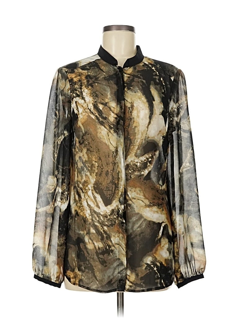 Pre-owned Vivienne Vivienne Tam Long Sleeve Blouse In Gold