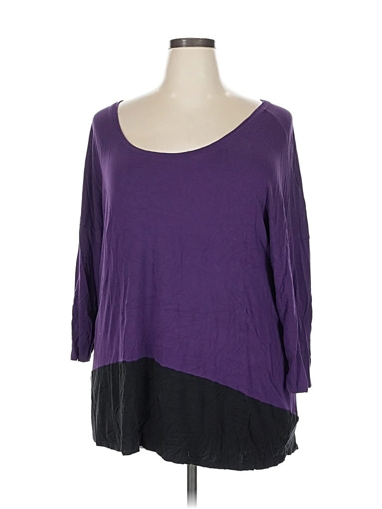 Pre-owned Lane Bryant 3/4 Sleeve T-shirt In Purple