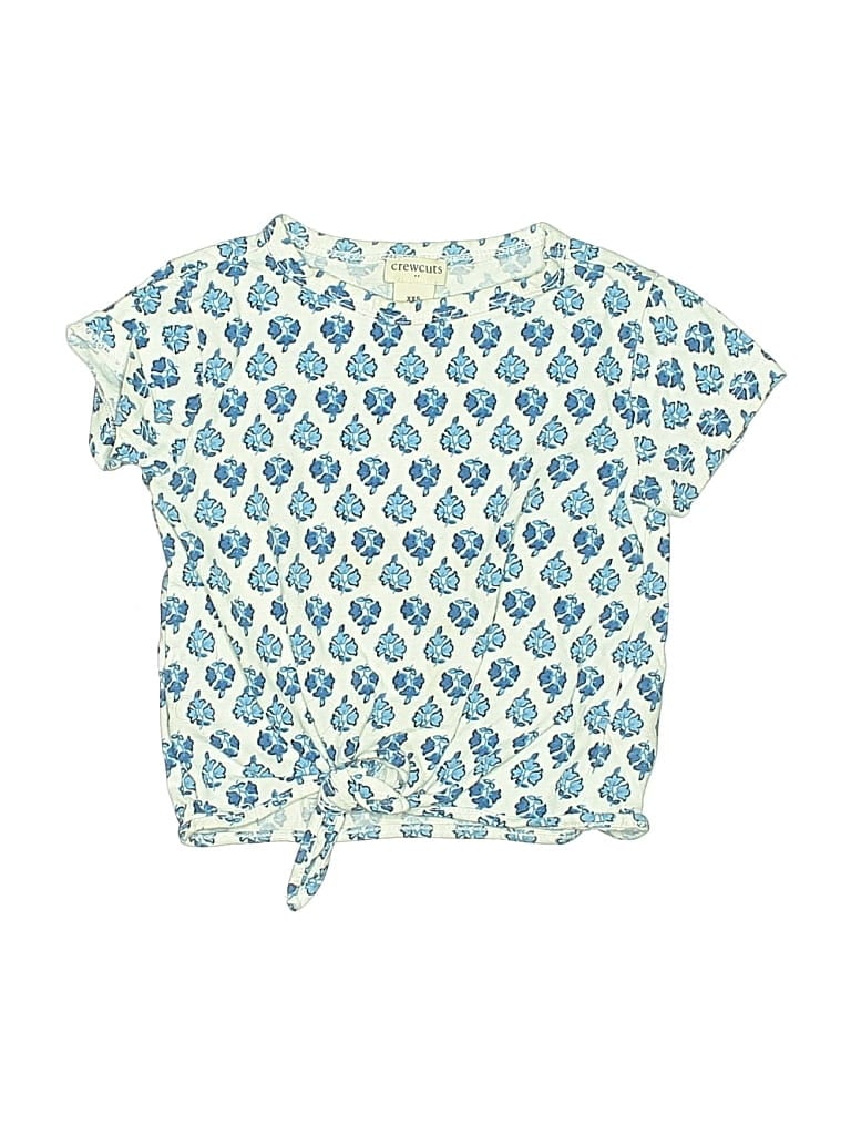 Pre-owned Crewcuts Outlet Kids' Short Sleeve Top Blue Keyhole Neckline Tops