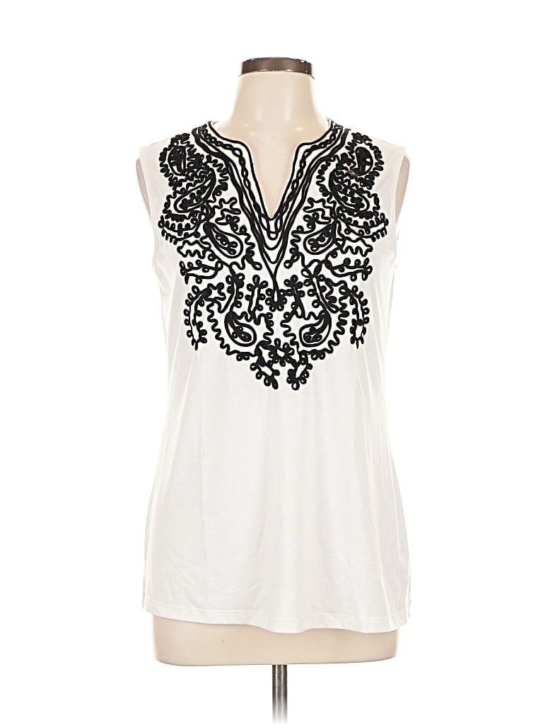 Pre-owned Lauren Michelle Sleeveless Blouse In White