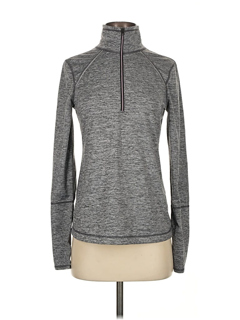 Pre-owned Z By Zella Long Sleeve Top Gray Turtleneck Tops