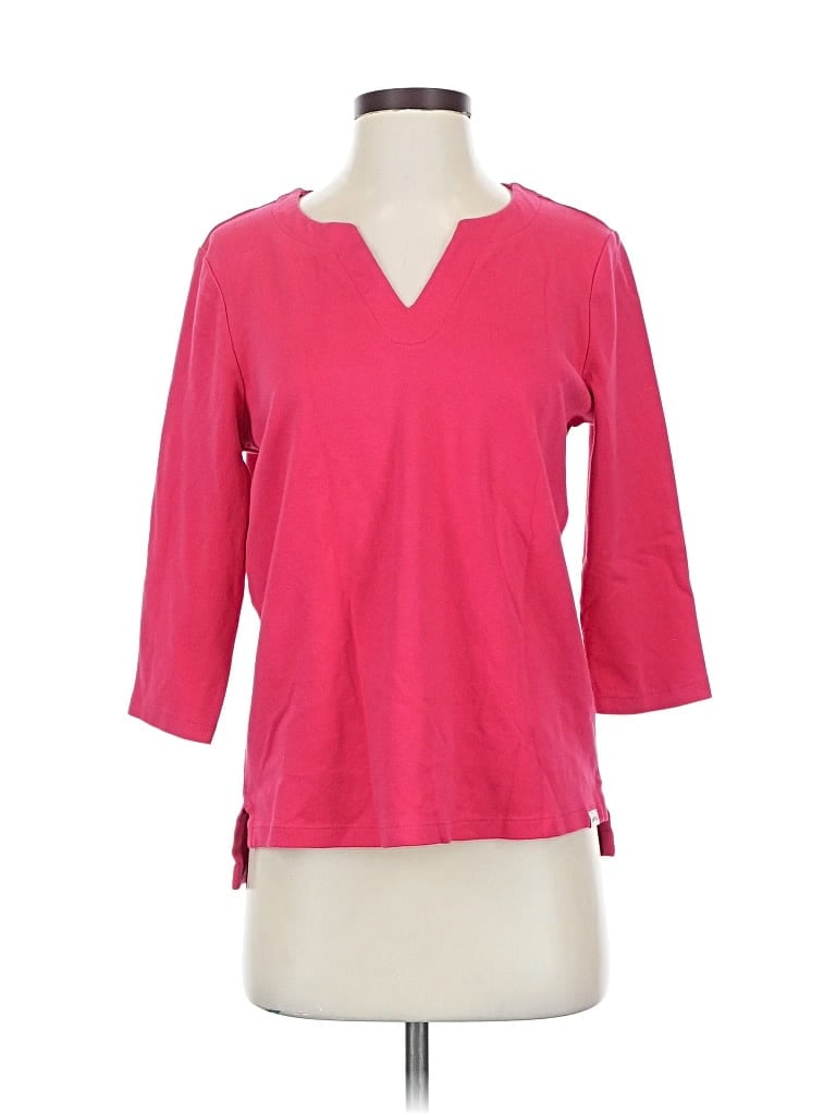 Pre-owned Orvis 3/4 Sleeve Top Pink V-neck Tops