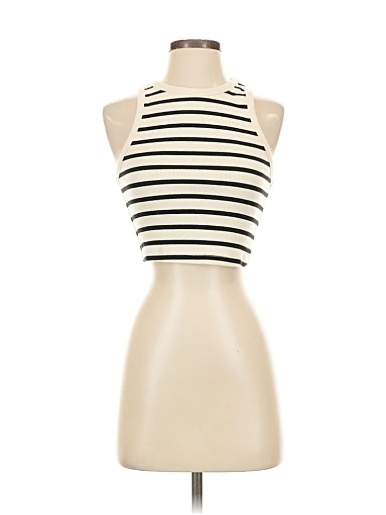 H&M Pre-owned Tank Top Ivory Strapless Neckline Tops In White