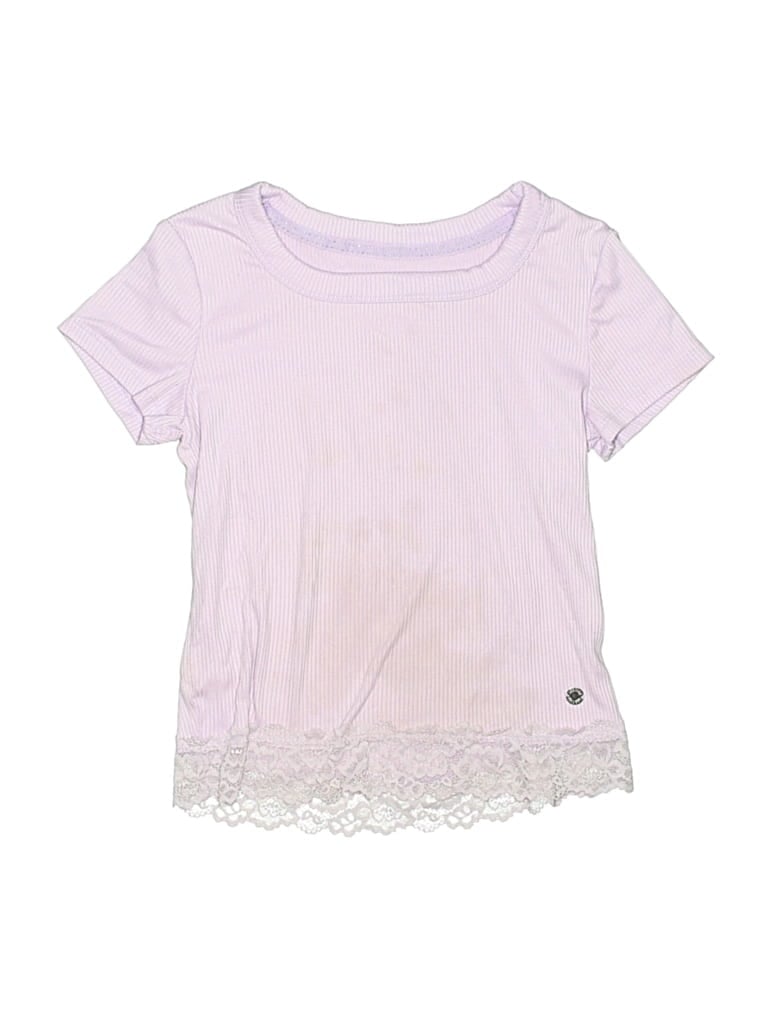 Pre-owned Justice Kids' Short Sleeve Top Purple Crew Neck Tops