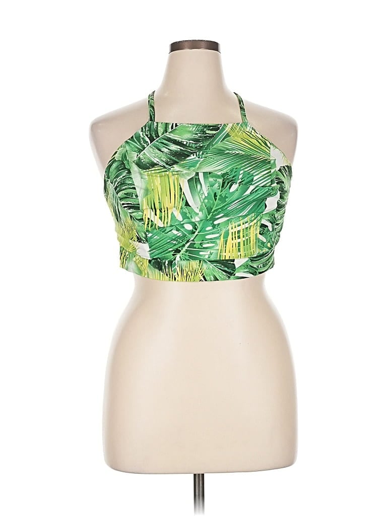 Pre-owned Fashion Nova Tank Top Green Halter Neckline Tops