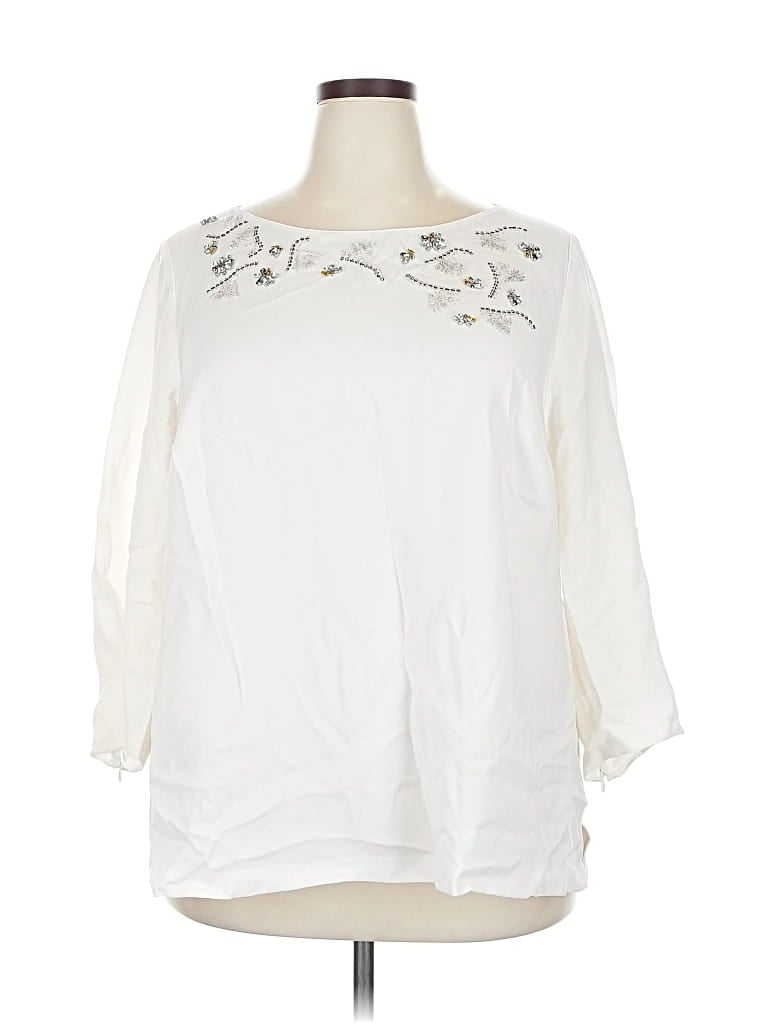 Pre-owned Lafayette 148 3/4 Sleeve Blouse In White
