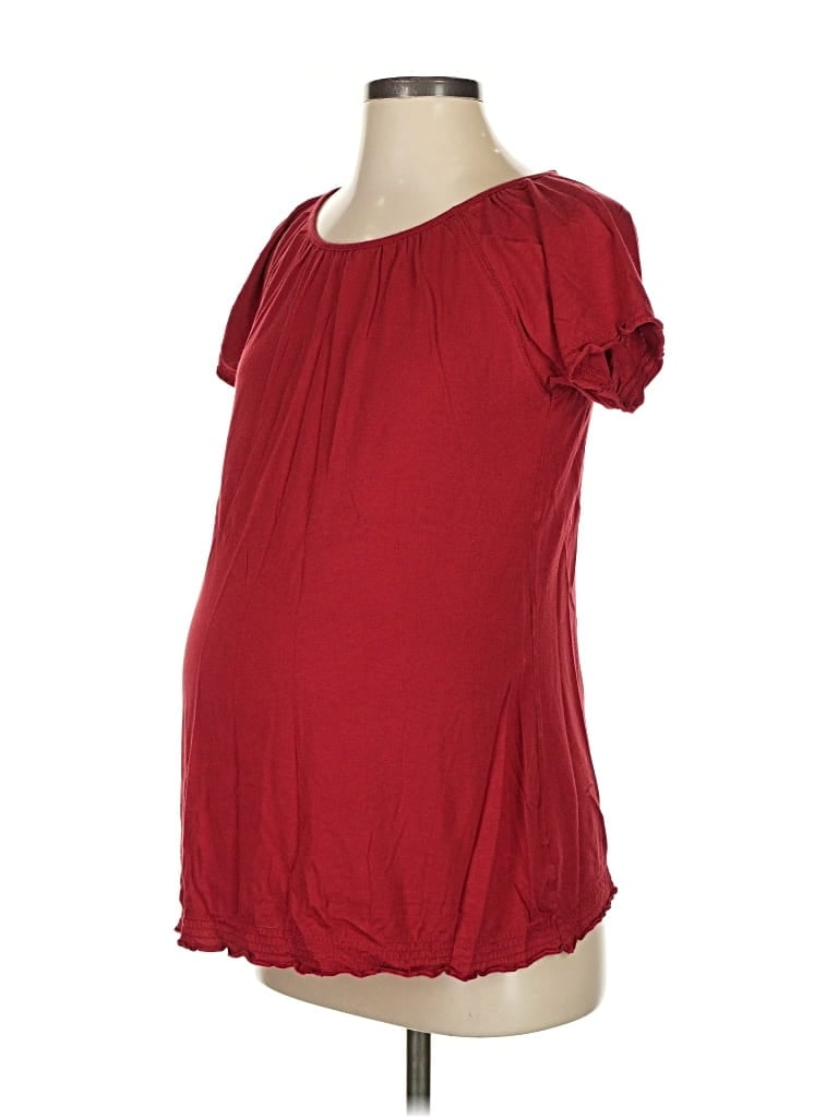 Pre-owned Gap - Maternity Short Sleeve Top Burgundy Scoop Neck Tops