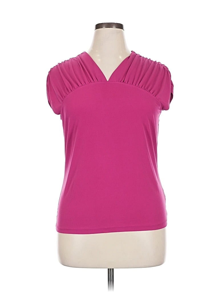 WORTHINGTON Pre-owned Short Sleeve Top Pink V Neck Tops