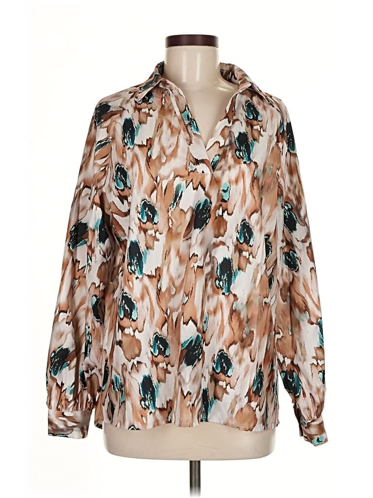 Pre-owned Unbranded Long Sleeve Blouse In Brown