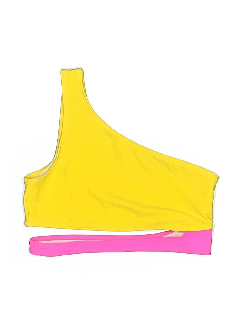 Assorted Brands Swimsuit Top Yellow Color Block Pattern Swimwear